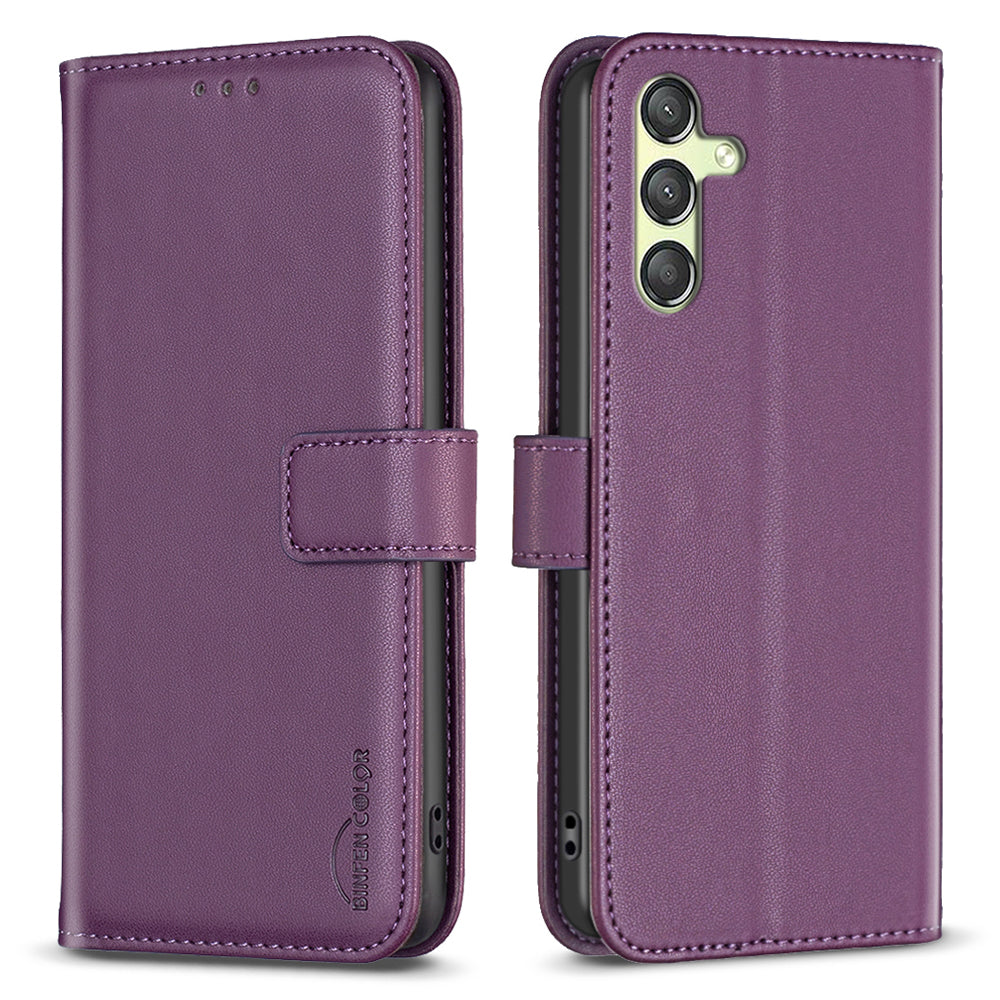 BINFEN COLOR BF17 Phone Leather Cover for Samsung Galaxy A24 4G Wallet Stand Protective Phone Case BINFEN COLOR BF17 Phone Leather Cover for Samsung Galaxy A24 4G Wallet Stand Protective Phone Case
